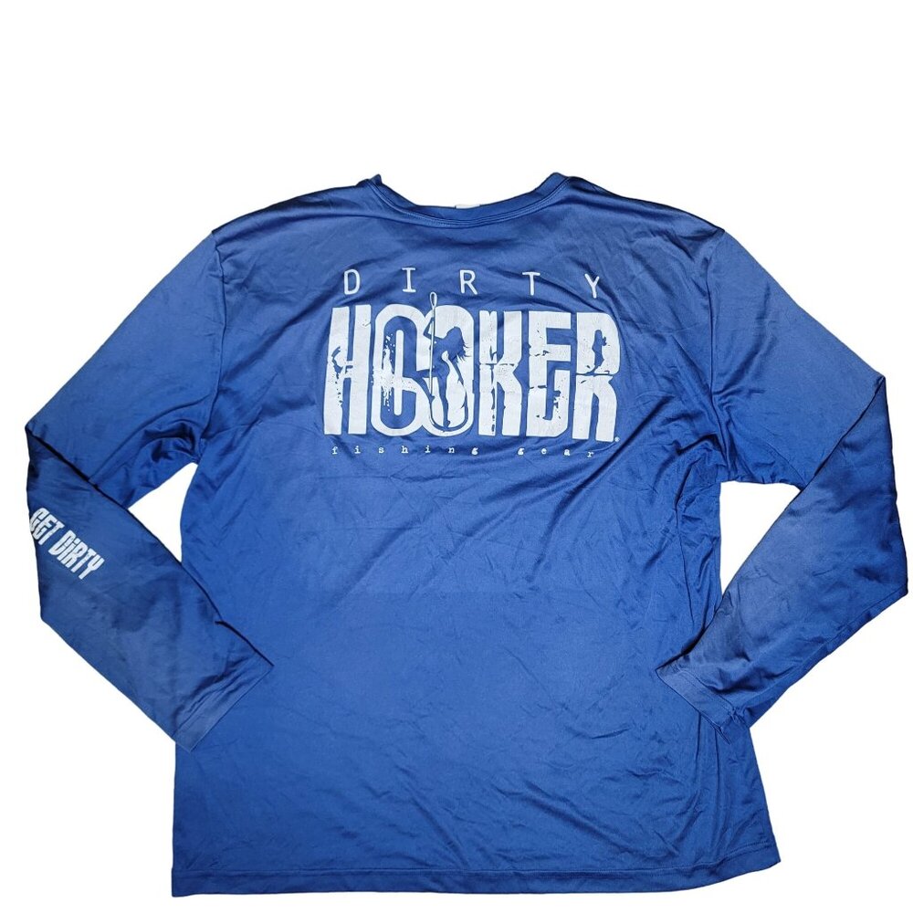 Dirty Hooker Fishing Gear Long Sleeve Shirt XL Blue Polyester